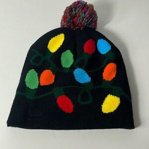 Walgreens Lotsa Lites Flashing Holiday Knit Hat Christmas black red women’s